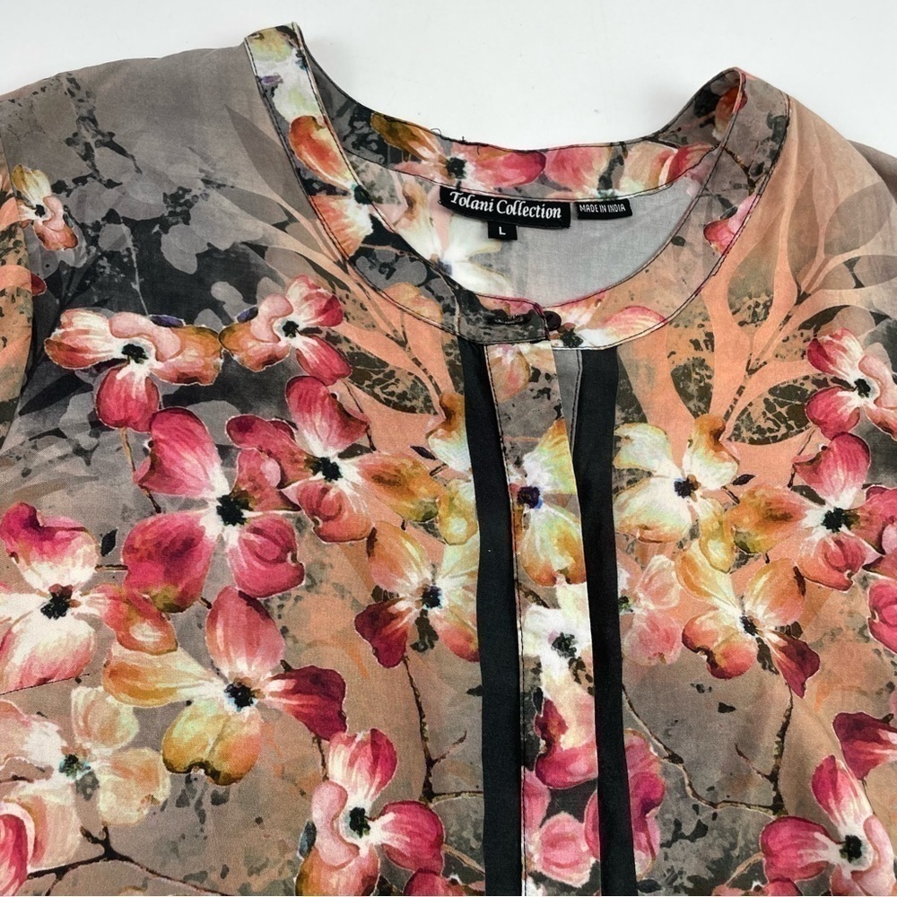 Tolani Collection Shirt Women Size Large Button Down Long Sleeves Floral - Picture 6 of 11